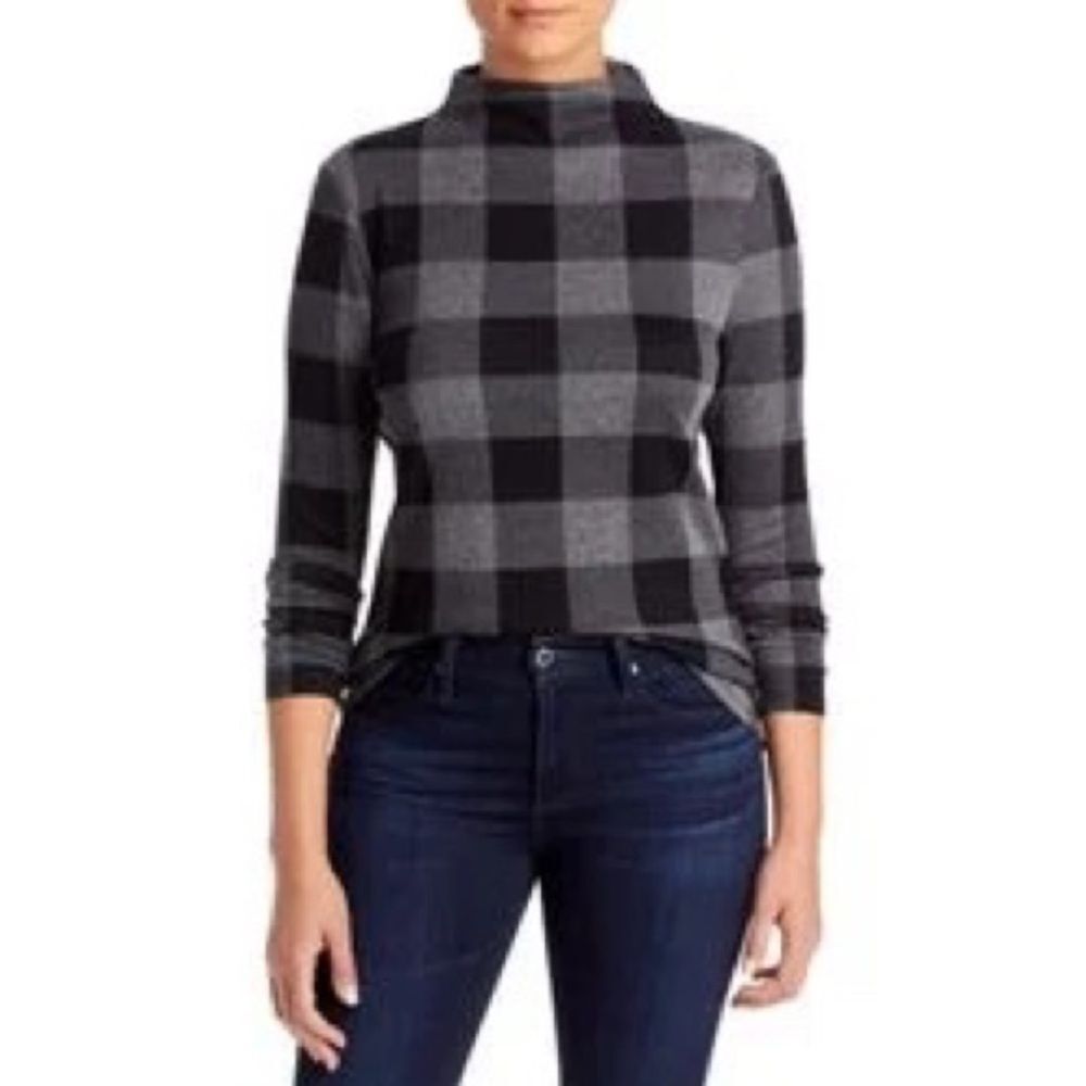 NWT BeachLunchLounge Gingham Buffalo Plaid Long Sleeve Top